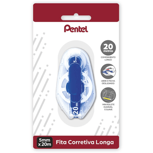 Fita Corretiva Longa 5mm x 20m Retratil - Pentel